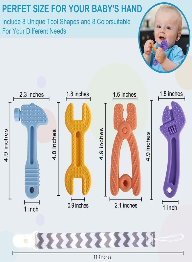 Yinghezu 4 Pack Chew Baby Teething Toys for 0-12 Months, Freezable BPA Free Silicone Baby Molar Teether Chew Toys, Hammer Wrench Spanner Pliers Shape Baby Girl's Boy Car Seat Toy - Image 5